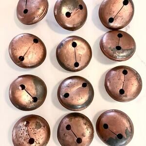 Native 2in Hawk Bells Lot of 12 Folk Jingle Dance Flat Round Traditional Costume